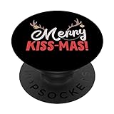 Merry Kiss-Mas Rentier Glöckchen Weihnachten Kissmas PopSockets mit austauschbarem PopGrip