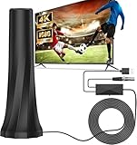 DVB-T/DVB-T2 Antenne,Zimmerantenne für Fernseher mit Verstärker,TV-Antenne mit hochverstärktem Magnetfuß,über 560 Meilen Reichweite und 360°-Empfang, Unterstützt 4K/1080P HD-Kanäle und alle Fernseher