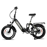 Bodywel F20Pro 4.0 Fat E Bike 250W Elektrofahrräder 48V 15.6AH Akku hydraulischer Bremsen Volle Federung APP Funk City tiefeinsteiger E Bike Damen Herren (Schwarz)