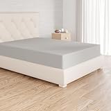 Amazon Basics Spannbettlaken, 180 x 200 x 30 cm, Mikrofaser, Spannbetttuch - Matratzenhöhe bis 30 cm, Hellgrau