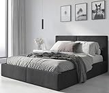 Interbeds Polsterbett Bett Doppelbett mit Stauraum mit Lattenrost Bettkasten Boxspringbett hydrophob gepolsterter Bettrahmen (anthrazit, 160x200)