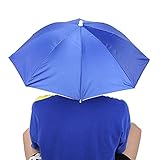 Tyenaza Regenfester Regenschirmhut, 65cm Blau Hat Umbrella Regenschirm Hut Erwachsene Sonnenschutz-Angelschirm Sonnencreme Winddicht Kopfmontierter Regenschirm Top Klapphut Regenschirm