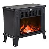 HOMCOM Elektrokamin Kaminofen Elektrischer Kamin Kaminofen Standkamin mit Flammeneffekt Elektrische Feuer 600/1200W, Metall, Schwarz, 34 x 17 x31 cm