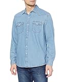 Amazon Essentials Herren Langärmeliges Jeanshemd, Normale Passform, Hellblau, L