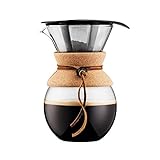 Bodum 11571-109 Pour Over Kaffeebereiter mit Permanentfilter 1 L, Mehrlagig, transparent, 14 x 16,3 x 20,2 cm