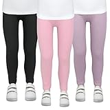 TupTam Mädchen Leggings Herbst Leggins Winterleggings Thermoleggins 3er Pack, Farbe: Schwarz/Lila/Rosa, Größe: 122