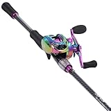 Sougayilang Baitcast-Angel-Kombinationen, Carbon- und Glasfaser-Verbundstoff, 2 Stück, mit Wurfrolle, 1,8 m, Violett, Linkshänder, ZYC602YCL