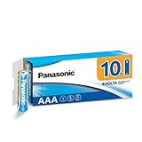 Panasonic AAA Batterien EVOLTA Technology Inside, 10er Pack Alkaline Batterie, AAA Micro LR03 1,5V, plastikfreie Verpackung, zuverlässige und leistungsstarke Batterie