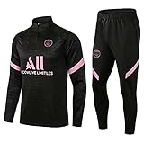 JIEAGY Paris Jersey Trainingsanzug Langarm Jacke Frühling und Herbst Jacke Fußball Uniform Benutzerdefinierte PSG Männer Frauen(M-Medium,Schwarz)