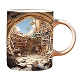 Bibliothek Bücherregal Becher Tasse Keramik Bücherregal Kaffeetassen Buchliebhaber Teetassen Milchbecher Reisebecher Kreativem Mehrzweck Mug Für Buchliebhaber, 350ml