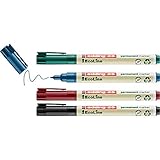 edding 25 Ecoline Permanentmarker Set - bunte Farben - 4 Stifte - Rund-Spitze 1 mm - schnell trocknender Permanent Marker - wasserfest, wischfest - Karton, Kunststoff, Holz, Metall - Universalmarker