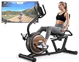 GENIXFIT BM5 Liegeergometer - 150kg belastbar, für Zuhause, Fitness & Rehabilitation - 16 magnetische Widerstandsstufen, selbstleuchtendes Display, Bluetooth - Liegefahrrad Heimtrainer (BM5)