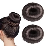 2 Stück Donut Duttkissen Perückenwickler Hair Bun Maker​Set Haarstyling Frisurenhilfe Set Donuts Brötchen Geeignet für Frauen und Mädchen (Dunkelbraun)