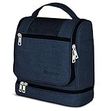 DELAWAY XXL Kulturbeutel zum Aufhängen [Design 2025] Große Kulturtasche für Damen, Herren mit Kofferhalterung und separatem Nassfach - Waschtasche für Männer & Frauen (Dunkelblau Neu)