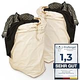 Naturstube® Wäschesack, 2er Set 50 x 70 cm - Strapazierfähige 45l Wäschebeutel Reise, 100% Baumwolle [Öko-Tex zertifiziert], Wäschesäcke, Stoffbeutel Groß, Laundry Bag, Schmutzwäschebeutel Reise