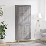 HETFTJN Highboard, Mehrzweckschrank Barschrank Buffetschrank Highboard Geeignet für Entrance Flur Wohnzimmer Office Grau Sonoma 69,5x34x180 cm Holzwerkstoff