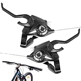 Fahrrad Schalthebel, 1 Paar Bremshebel Fahrrad, Shifter, Fahrrad Bremshebel, 3x7 Schalthebel Set Mit Bremskabel, Schalthebel Fahrrad für Rennrad Mountainbike Citybike Faltrad Fahrradzubehör(Schwarz)