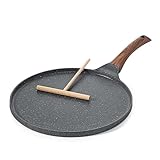 SENSARTE Crepe Pfanne 30cm Antihaftpfanne Omlettpfanne Pfannkuchen flache Pfanne mit Schweizer Granit Antihaftversiegelung, Bakelitegriff, Induktions Kompatibel, PFOA-Frei