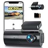 GKU Dashcam Auto Vorne Hinten 4K+1080P, 5GHz WiFi Dash Cam mit 64GB SD Karte, Auto Kamera mit Parküberwachung, Super Nachtsicht, WDR, 170° Weitwinkel, G-Sensor, Loop-Aufnahme, APP Steuerung, Max 256GB