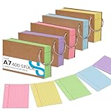 Koogel Karteikarten A7 mit Metallringen, 400er Set in 5 Farben – Lernkarten für Studium, Anatomie, Notizen, Abitur, Vokabeltraining, 10.5 x 7.4 cm
