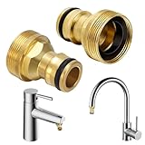 2 Stück Universal-Wasserhahnanschluss für Mischbatterie, Garten Schlauchadapter Wasserhahn Adapter, Messing Schlauchanschluss Adapter, Schnellkupplung Gartenschlauch Anschluss für Home Yard (Golden)