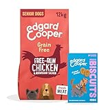 Edgard & Cooper Hundefutter Trockenfutter Senior Huhn & Lachs Getreidefrei 12kg + Lachs Hundekekse 1x400g - Trockenfutter & Leckerli Bundle
