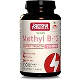 Jarrow Formulas, Methyl B12, 100 vegane Lutschtablettenn, 500mcg Vitamin B12 je Dosis, Glutenfrei, Sojafrei, GMO frei, Kirschgeschmack