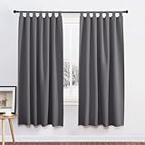 PONY DANCE Verdunklungsvorhänge Schlaufenschal 2er Set - Vorhänge Grau H 175 x B 140 cm Schlaufengardinen Blickdicht Thermovorhänge Wohnzimmer Modern Vorhang Grau Blickdicht