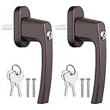 AUTOUTLET Fenstergriffe abschliessbar, 2 Stück Fenstergriff abschließbar Aluminium in Stiftlänge 35mm, Fenstersicherung Balkontürgriff kindersicherung mit Schlüsseln und Schrauben für Fenster (braun)