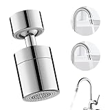 JUGUTA 1 Stück 360° Wasserhahn Aufsatz Schwenkbar,Perlator mit Zwei Strahlarten, M22/M24 Drehbare Wassersparer Verlängerung, Strahlregler Wasserhähne für Küche Bad Aufsatz