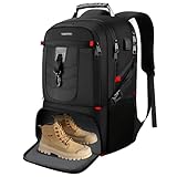 YAMTION Rucksack Herren Groß mit Schuhfach und Laptopfach für Arbeit,Wasserdichter Sportrucksack Schulrucksack Jungen Teenager Reiserucksack Handgepäck Flugzeug für Männer Damen (schwarz, 18,4 Zoll)