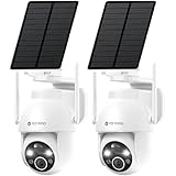 YESYAMO 2 Stück 2K Überwachungskamera aussen solar, WLAN Kamera Outdoor, 2,4 GHz, Solar-Kamera mit Solarpanel, 360 ° PTZ, Nachtsicht, 2-Wege-Audio