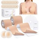 Creamify Klebe BH, Boob Tape Set für Frauen, Brust Tape Hautfarben, Klebe BH Push Up und Silikon Brüste Nipple Cover, Klebe BH Große Brust, Boobietape für Abendkleider, Ballkleid, Hochzeitskleid