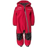 Outburst - Baby Kinder Jungen Softshell-Overall Schneeanzug gefüttert wasserdicht 10.000 mm Wassersäule atmungsaktiv Winddicht, rot/anthrazit - 14438169, Größe 122