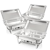 Mahlzeit Chafing Dish Profi Set Montpellier, 3X Edelstahl Warmhaltebehälter, 21-tlg Speisewärmer, Wärmebehälter, Rechaud, Chafing dishes, Speisenwärmer, für Catering, Buffet und Party