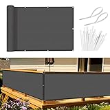Sunnylaxx Balkon Sichtschutz Balkonabdeckung 90x600 cm Windschutz Blickdichte Balkonumspannung,Balkonverkleidung,PES 170g/m², Wind- und UV-Schutz, mit Ösen und Kabelbinder Anthrazit