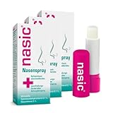 nasic Nasenspray mit dem Wirkplus | Abschwellendes & wundheilungsförderndes Schnupfenspray für Erwachsene & Schulkinder | Mit Xylometazolin & Dexpanthenol | Sparset 3 x 10 ml inkl. Lippenpflegestift