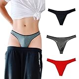 KUKUMOOD Herren-Tanga, Baumwolle, Sport, T-Rücken, sexy, klassisch, Schwarz/Rot/Grau, 3er-Pack (M)