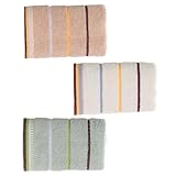 MOTHNUR 3 Stück Gesichtshandtücher aus Baumwolle Hautfreundliche 33X73cm Saugfähige Badetücher für Zuhause In Beige Hellbraun und Grün