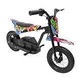 Kinder Crossbike, Pocket Bike DC 29.4V mit Zwei-Geschwindigkeitsmodus, Crossbike Elektro Kindermotorrad Max. Tragfähigkeit 65 KG, Scheibenbremse, für Kinder von 6 ahren, 106*59*66 cm (Schwarz+Bunt)