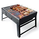 BBQ Barbecue Grill, tragbarer faltbarer Holzkohlegrill für den Schreibtisch, Tischplatte, Outdoor, aus Edelstahl, BBQ-Raucher für Picknick, Garten, Terrasse, Camping, Reisen