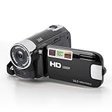 Videokamera-Camcorder, 16x 1080P 30FPS Vlogging-Kamerarecorder mit Drehbarem 2,7-Zoll-TFT-Bildschirm, Fülllicht, Eingebautem Lautsprecher, Unterstützung von 32 GB, für Hochzeiten (Schwarz)