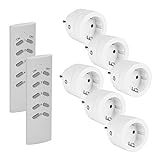 Funksteckdosen mit Fernbedienung,3680 Watt Funksteckdose,Programmierbar Schaltbare Steckdose,6 Steckdosen mit 2 Fernbedienung,für Innen Weihnachtsschmuck und Haushaltsgeräte,Weiß