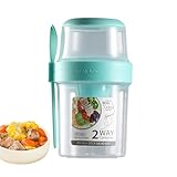 Müslibecher To Go – wiederverwendbares Frühstücksglas, PP-Snackbehälter, auslaufsicherer Joghurtbecher, Schicht-Müsli- und Milchhalter für Arbeit, Schule, Reisen, Morgen, Fitness, Farbe: Rosa, Weiß