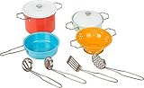 Small Foot Kochgeschirr-Set mit Zubehör aus Metall, für die Spielküche, Rollenspielzeug für Kinder ab 3 Jahren, Mehrfarbig
