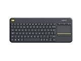 Logitech K400 Plus Kabellose Touch-TV-Tastatur mit integriertem Touchpad, Englishes QWERTY-Layout - Schwarz
