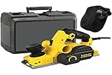 Stanley FatMax Elektrohobel FME630K (750 Watt, 82mm Hobelbreite, umschaltbarer Spanauswurf, plangefräste Hobelsohle mit 3V-Nuten, inkl. Parallelanschlag, Absaugadapter, Staubsack, Koffer)