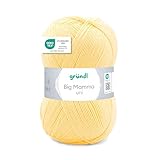 Gründl Wolle Big Mamma uni - XXL Wolle zum Stricken - Strickgarn - Weich und hautfreundlich - 100 % Polyacryl - 1 Knäuel 400 g / 1040 m - Nadelstärke 3,5- 4,5 - pastellgelb