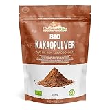 Kakao Pulver Bio 400 g. Organic Cacao Powder. Natürlich, rein aus rohen Kakaobohnen. Produziert in Peru aus der Theobroma Cocoa Pflanze. Magnesium- und Phosphor-Quelle. NaturaleBio.