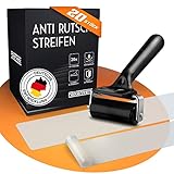 FALKENWERK Antirutschstreifen für Treppen [20 Stück] - Selbstklebende & Transparente Anti Rutsch Streifen [15x90 cm] - Wasserfeste Antirutsch Treppe - Treppen Rutschschutz mit Spachtelroller